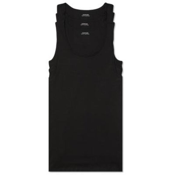 Calvin Klein 100% Cotton Mens Classic Fit Large Black Ribbed Tank Top 3 Pack NWB - Picture 1 of 1